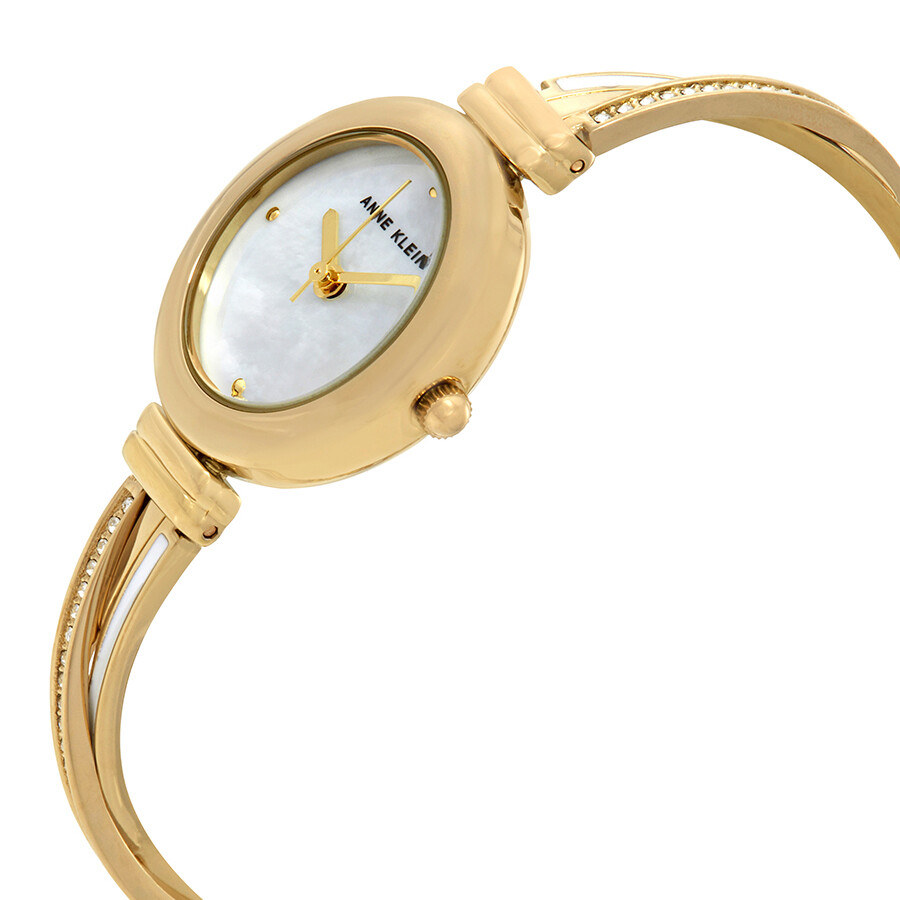 Anne Klein Mother of Pearl Dial Goldtone Bangle Watch 3124MPGB