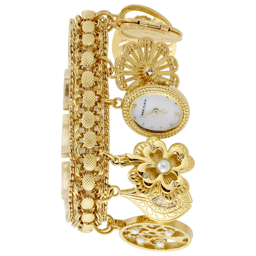 Anne Klein Mother Of Pearl Dial Charm Bracelet Ladies Watch 10 8096chrm 10 8096chrm Watches Anne Klein Jomashop