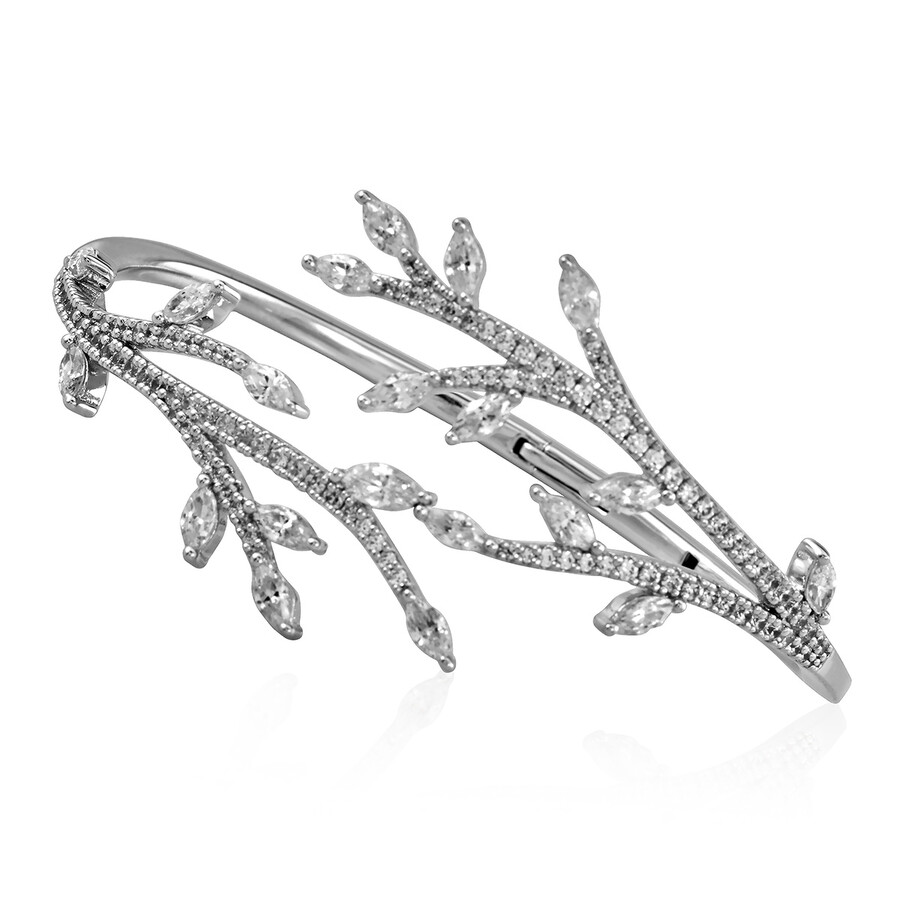 Apm Monaco Sterling Silver Statement Leaf Open Cuff, Brand Size S