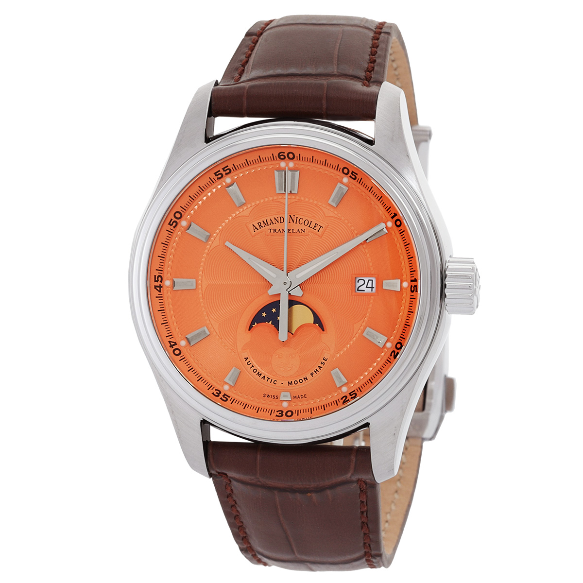 Armand Nicolet Mh2 Orange Dial Men s Watch A640L SM P840MR2 Watches Mh2 Jomashop