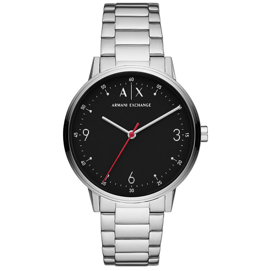 Armani Exchange Cayde Analog Black Dial Black Leather Strap Watch For Men - AX7120