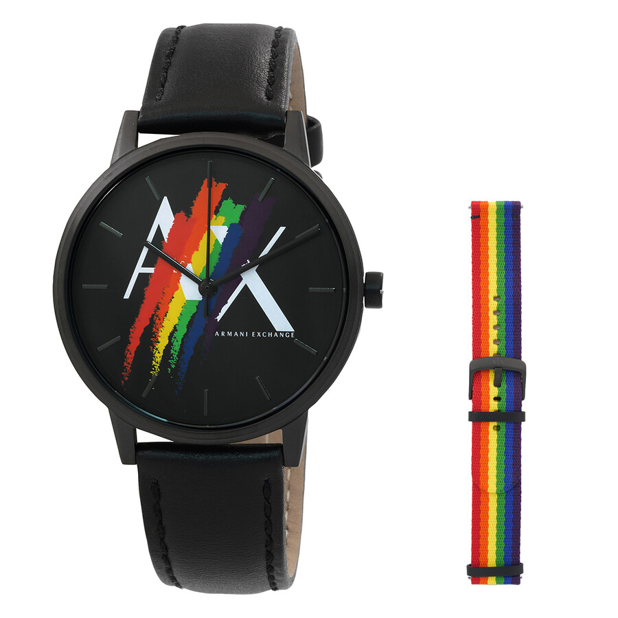 Armani Exchange Cayde Rainbow Quartz Black Dial Men's Watch AX7120 ...