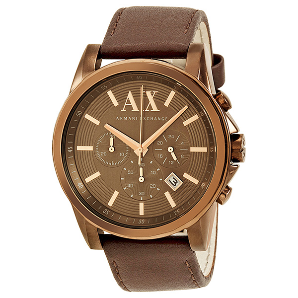 armani exchange chronograph brown leather watch