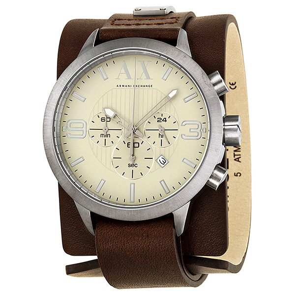 armani exchange chronograph brown leather watch