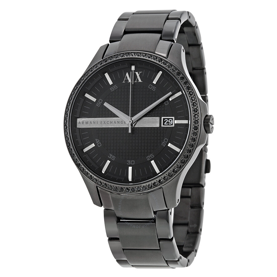 Emporio armani men's ion plated black strap watch clearance