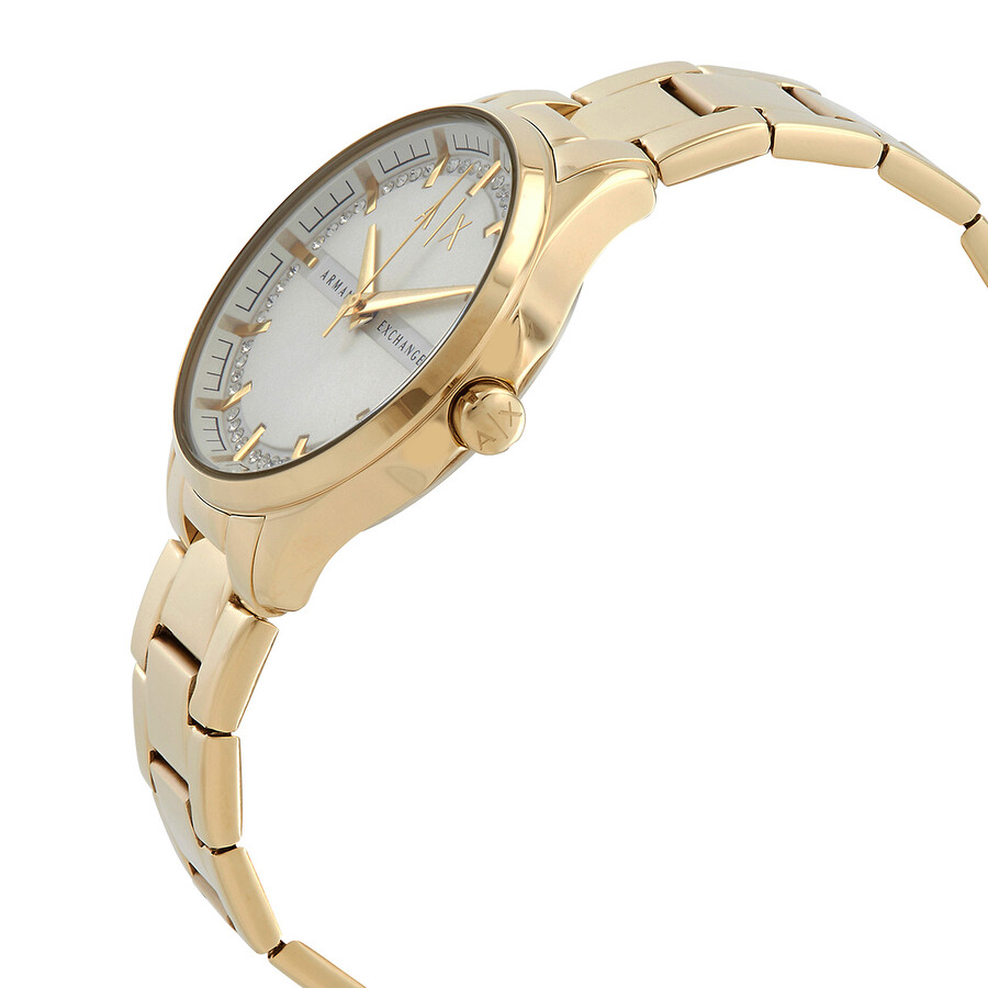 Armani Exchange Quartz Silver Dial Ladies Watch and Bracelet Gift Set