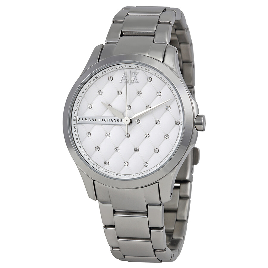 Armani Exchange Silver Quilted Crystal Dial Stainless Steel Ladies