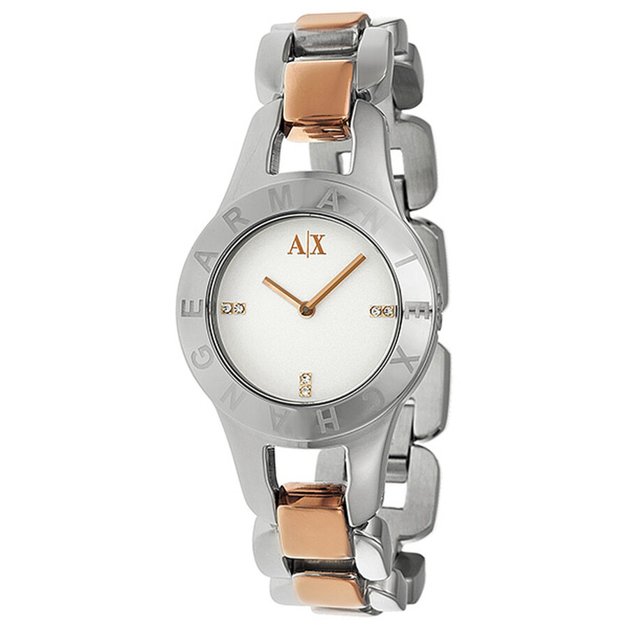 Armani Exchange White Dial TwoTone Stainless Steel Ladies Watch AX4120