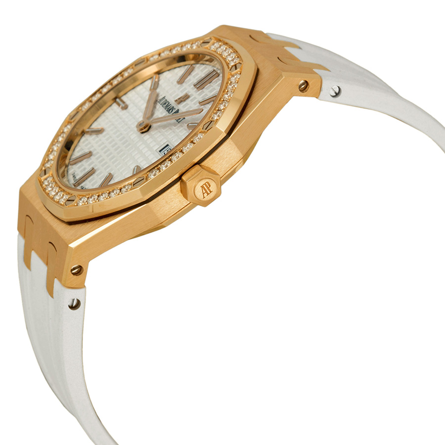 Audemars Piguet Royal Oak Diamond Silver Dial 18 kt Rose Gold Ladies ...