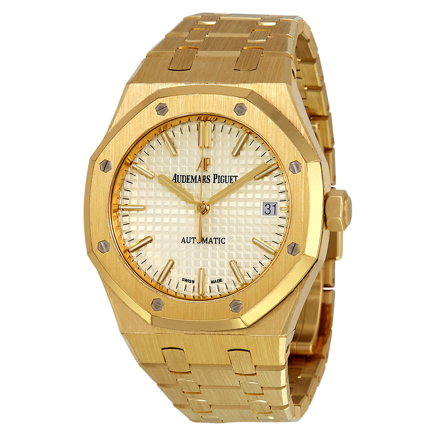 Royal Oak Silver Dial Automatic 18 Carat Yellow Gold Ladies Watch