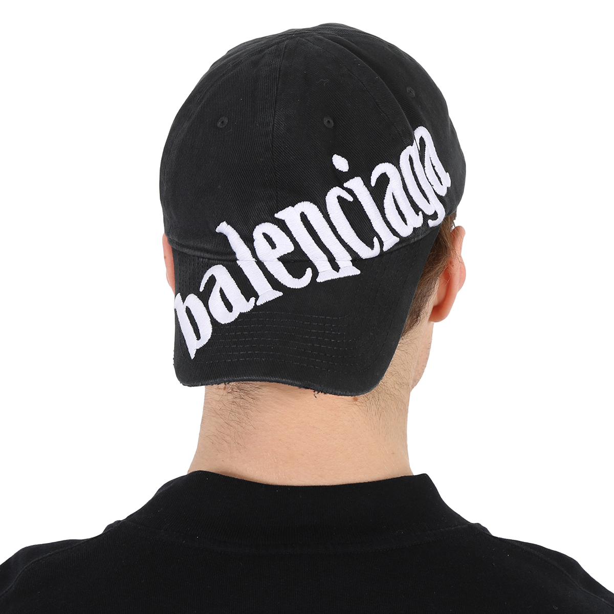 Balenciaga Black/White Diagonal Logo Baseball Cap, Size Large 680738 ...