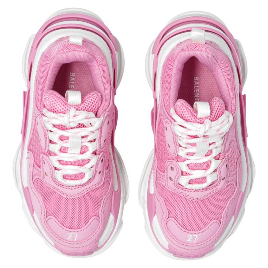Balenciaga Girls Light Pink Triple S Sneakers, Brand Size 32 (1 Little