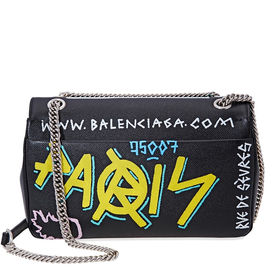 Balenciaga Graffiti Printed Crossbody Bag Black/Blue 5169210OTAN8486