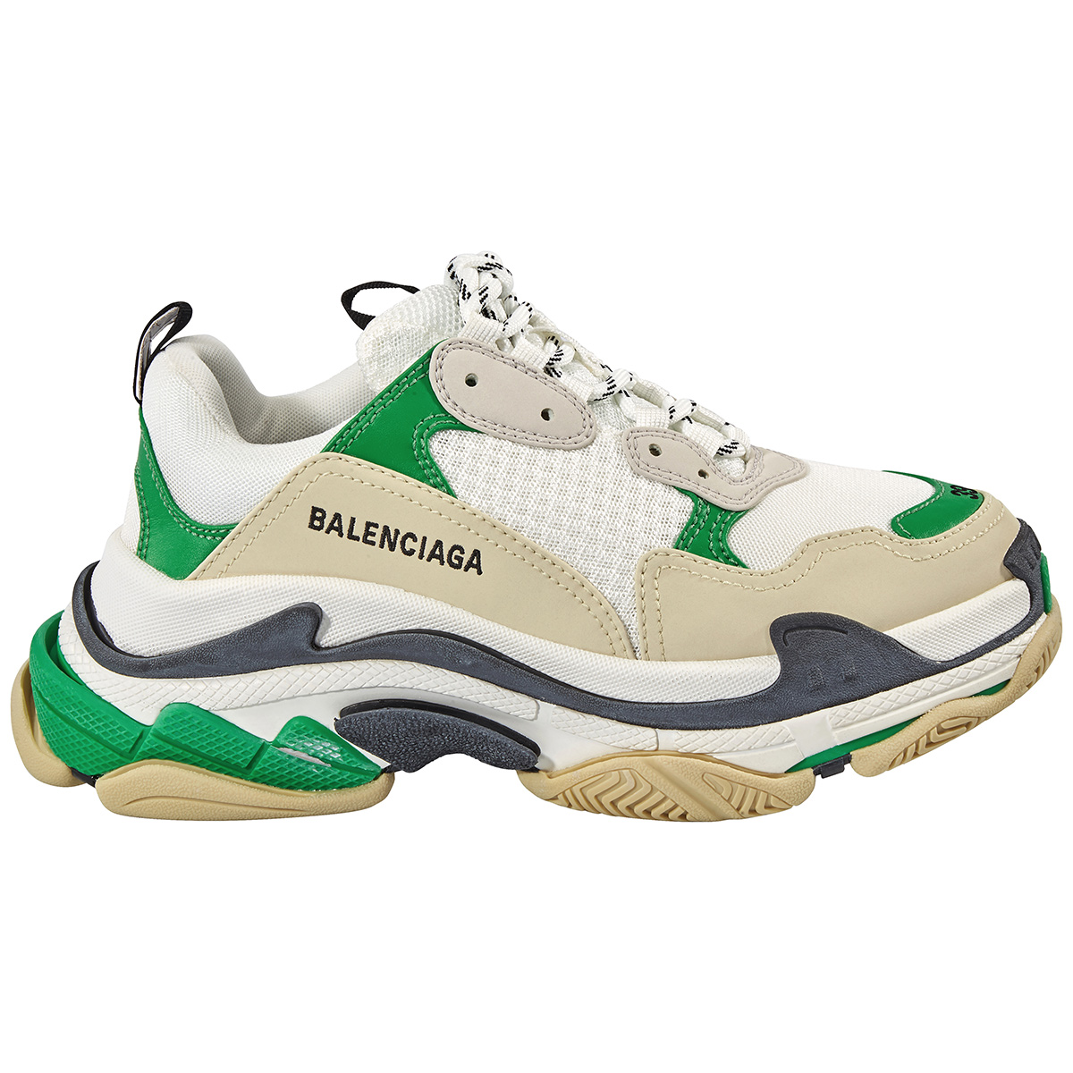 Balenciaga Triple S Ladies Dark Green White Sneakers W09om 3011 Shoes Jomashop