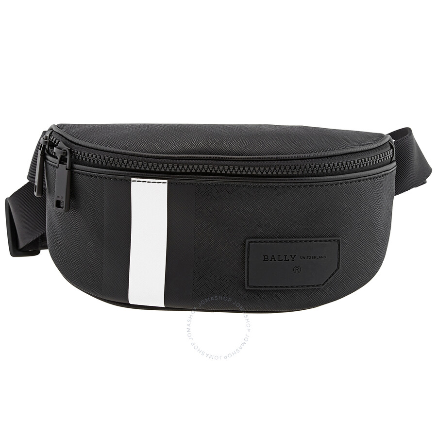 Bally Men's Sonni Coated Canvas Stripe Bum Bag In Black 6231766 Handbags