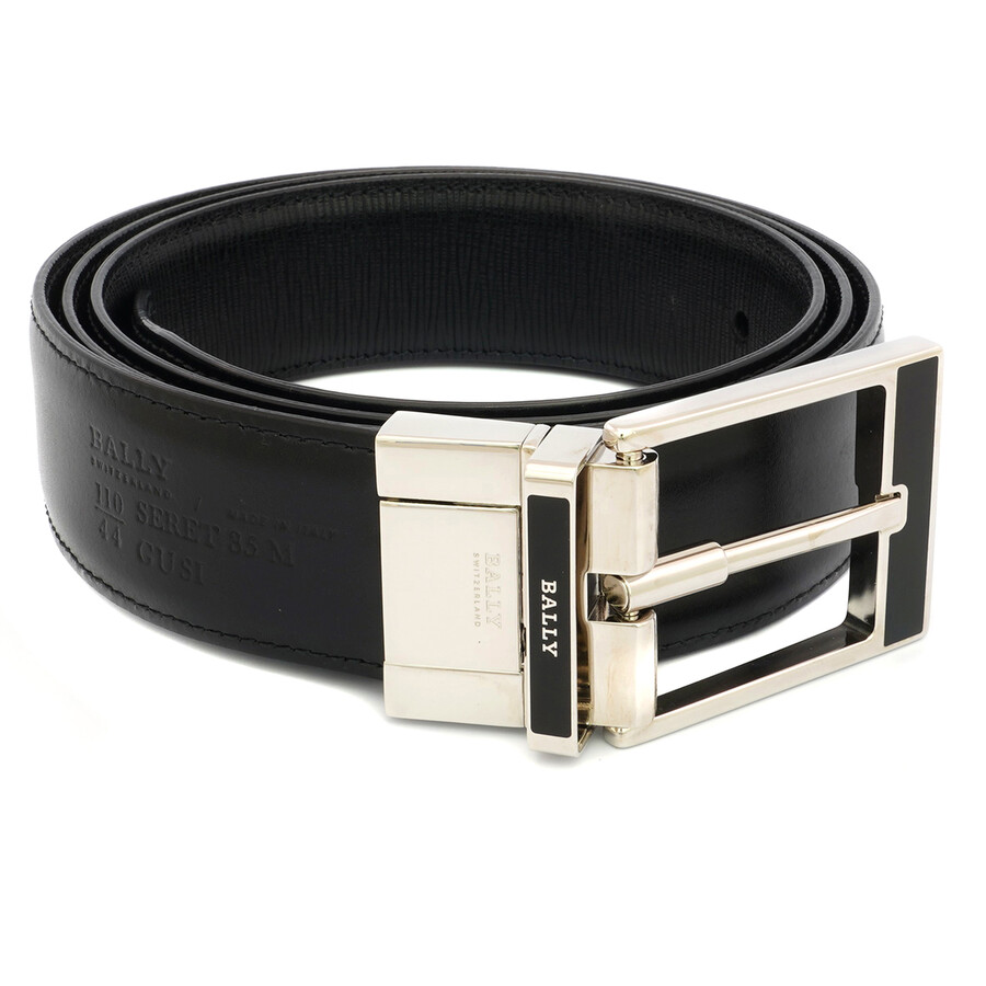Bally Seret Men's Black Leather 35mm Belt In Black, Brand Size 110 CM