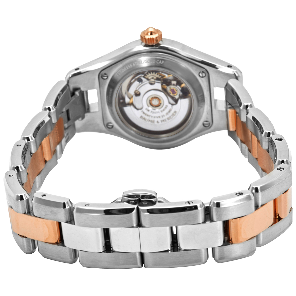 Baume Et Mercier Baume And Mercier Linea Automatic Mother Of Pearl Diamond Dial 18kt Rose Gold Steel Ladies Watch 10114 10114 Baume Mercier Linea Jomashop
