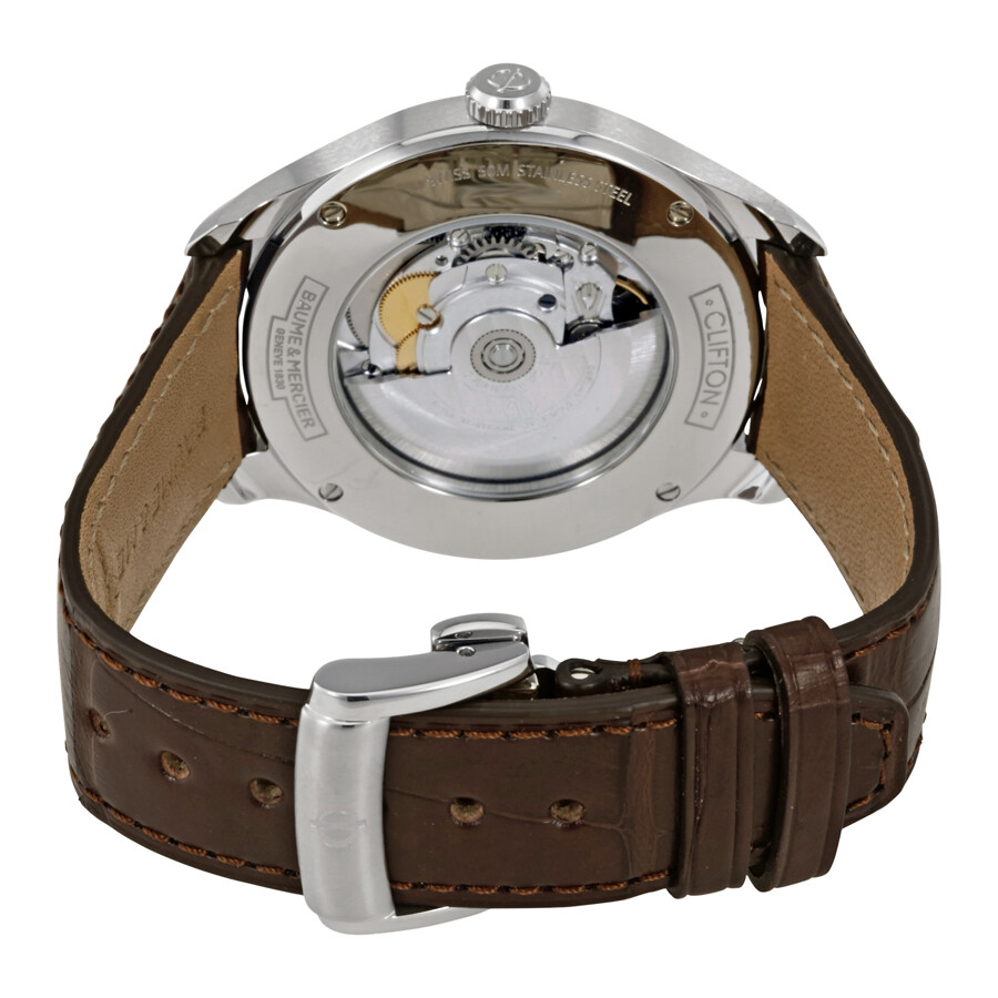 Baume Et Mercier Clifton Automatic Silver Dial Brown Leather Men's Watch 10139 7613268285343