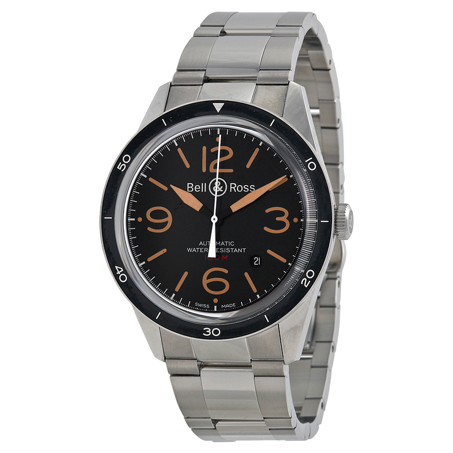 Vintage Sport Black Dial Stainless Steel Men's Watch BRV123-ST-HER-SST