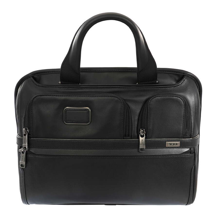 Tumi Black Leather Alpha 3 Expandable Organizer Laptop Brief 9603141DL3