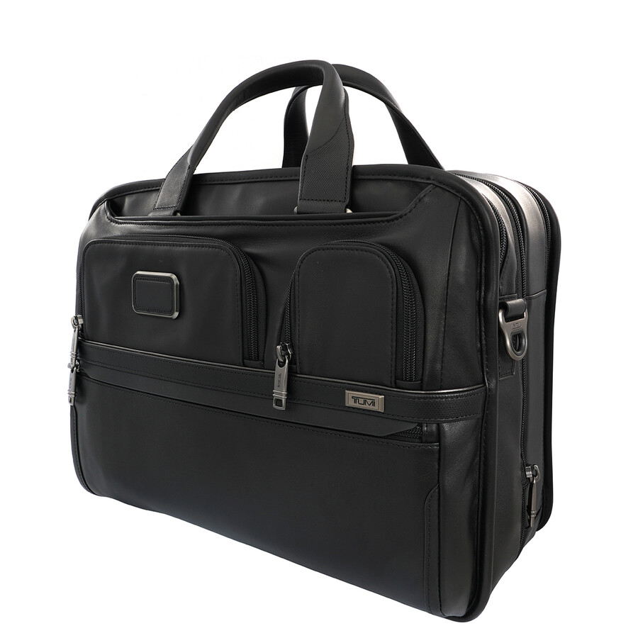 Tumi Black Leather Alpha 3 Expandable Organizer Laptop Brief 9603141DL3