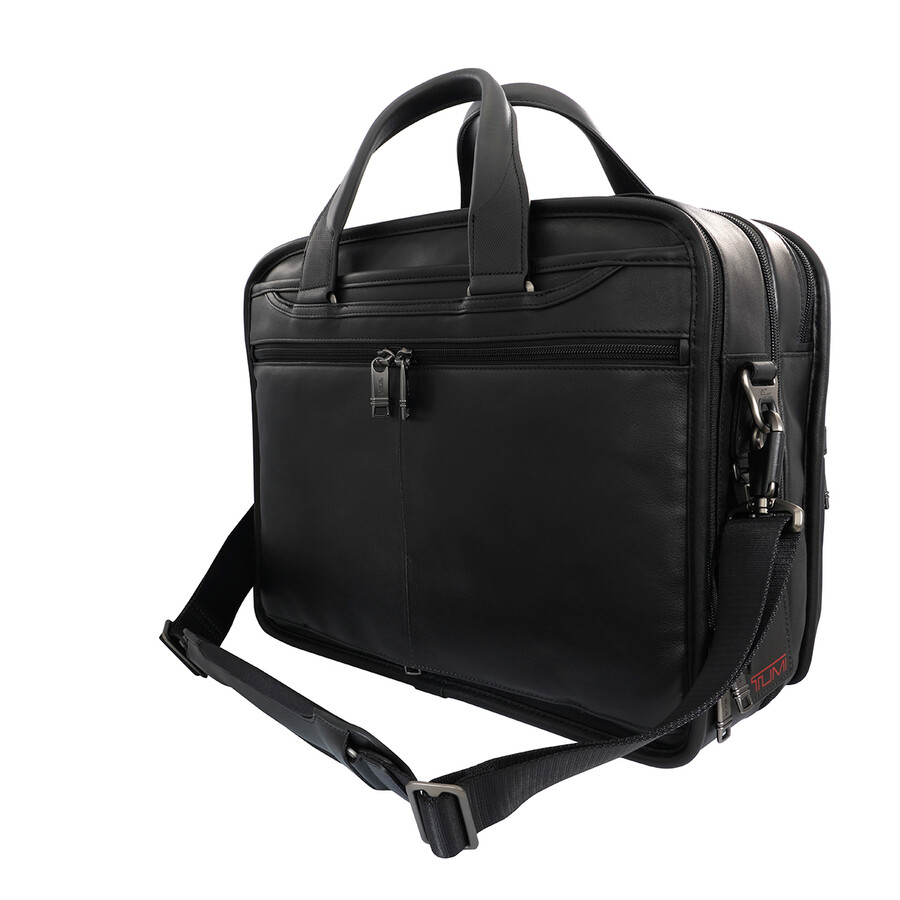 Tumi Black Leather Alpha 3 Expandable Organizer Laptop Brief 9603141DL3
