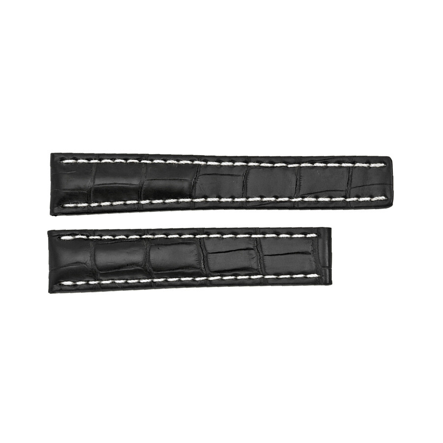 Breitling Black Leather Strap with White contrast Stitching 2018mm