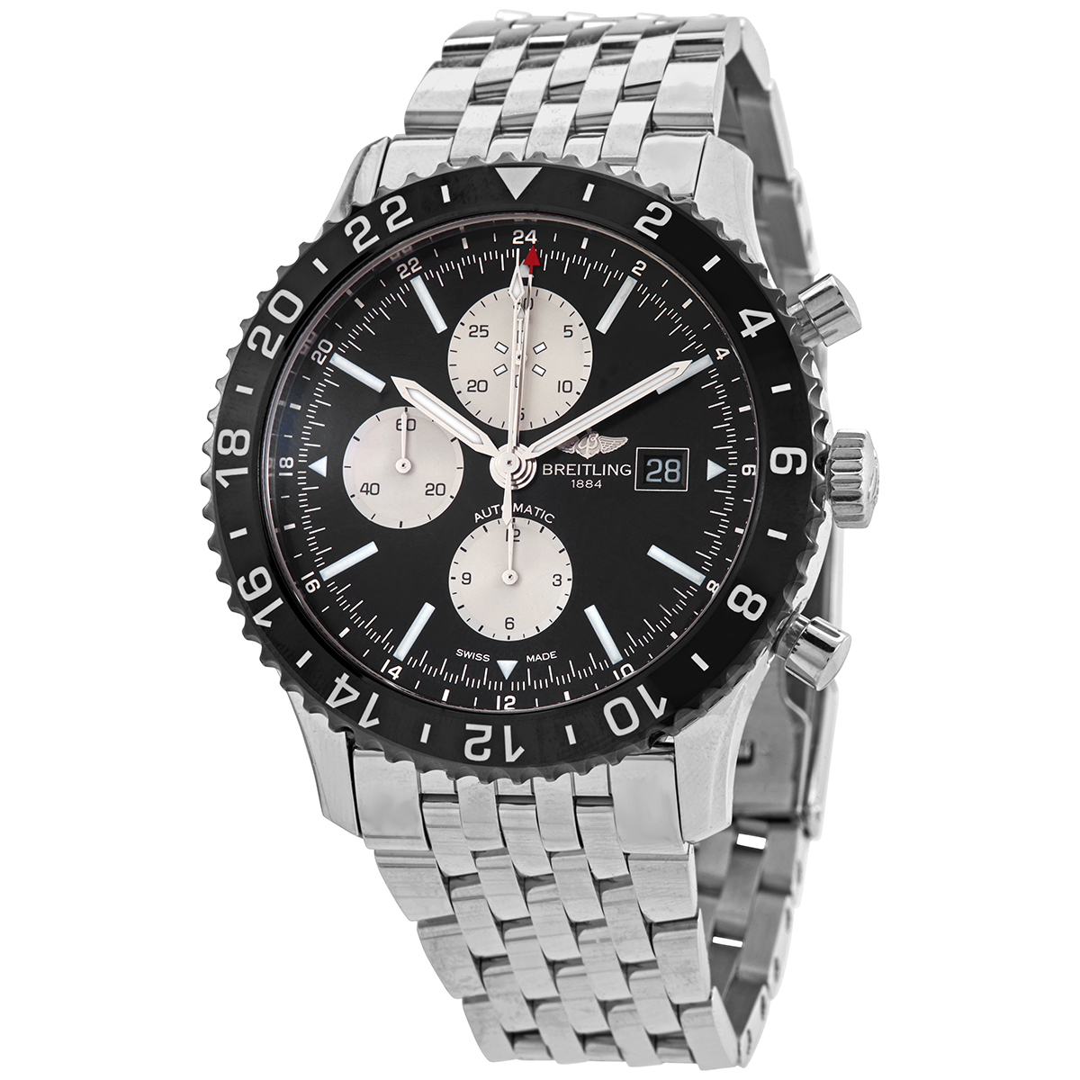 Breitling Chronoliner Automatic Black Dial Men's Watch Y2431012/BE10  Y2431012-BE10-443A 845960067584 - Breitling, Chronoliner - Jomashop