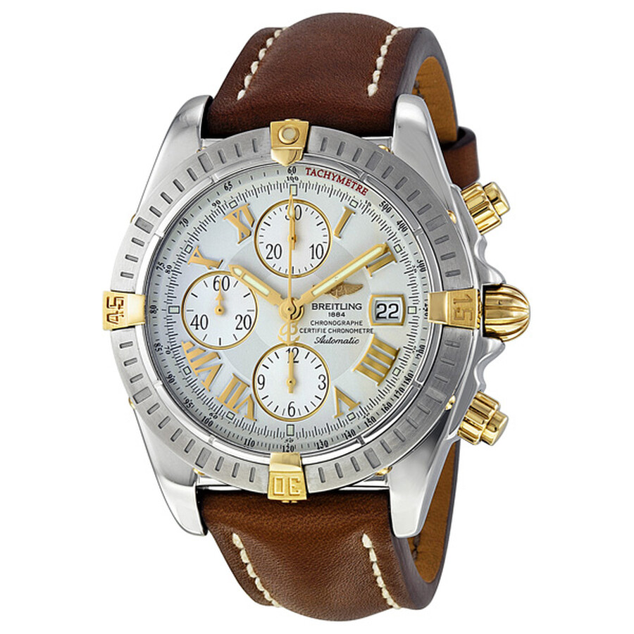 Breitling Chronomat Automatic Gold and Steel Brown Leather Men's Watch