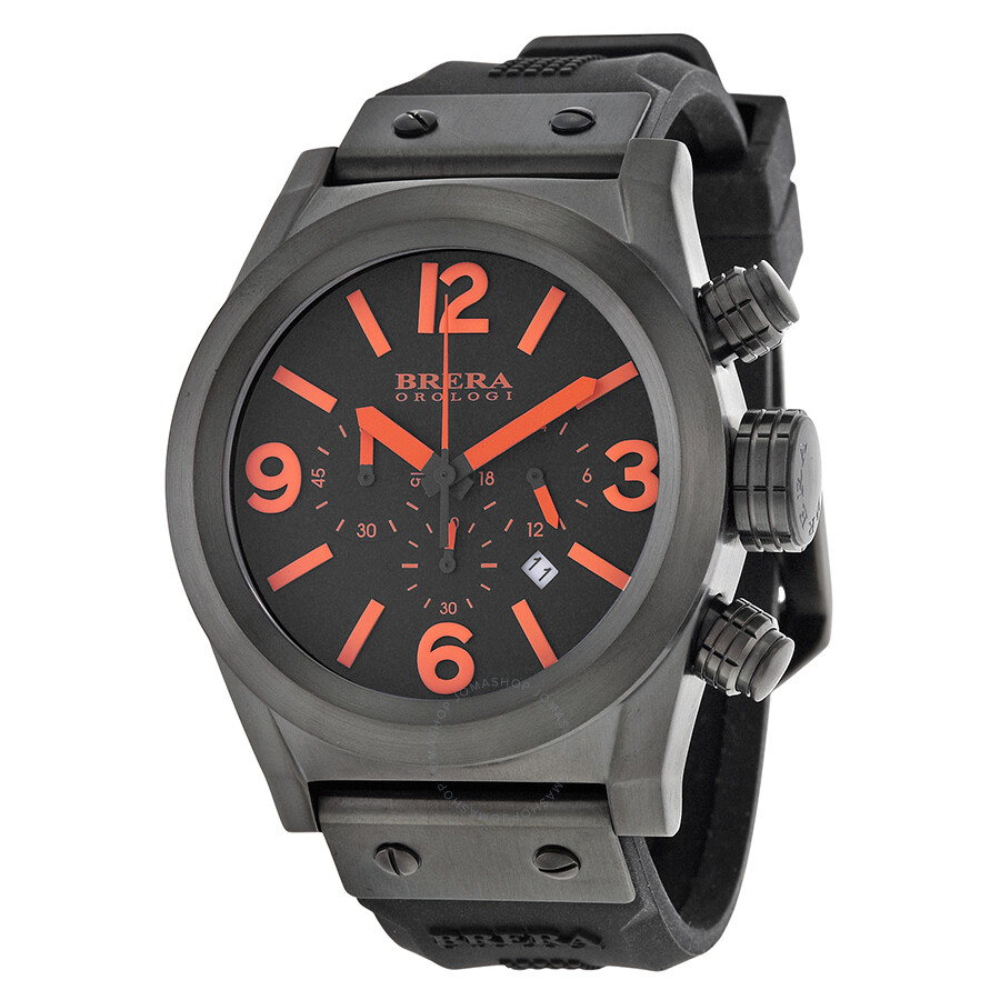 Brera Orologi Eterno Chronograph Black Dial Black Silicone Rubber Men's  Watch BRETC4581 816747010604 - Watches - Jomashop