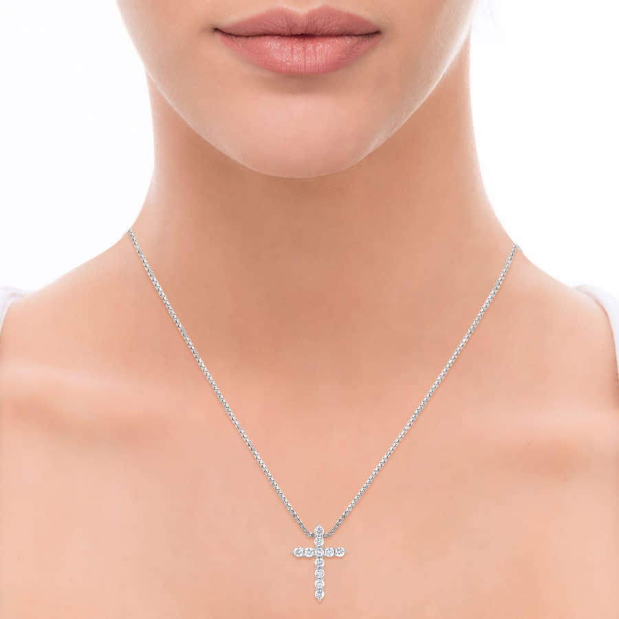 Diamond Cross Pendant Necklace P3144W