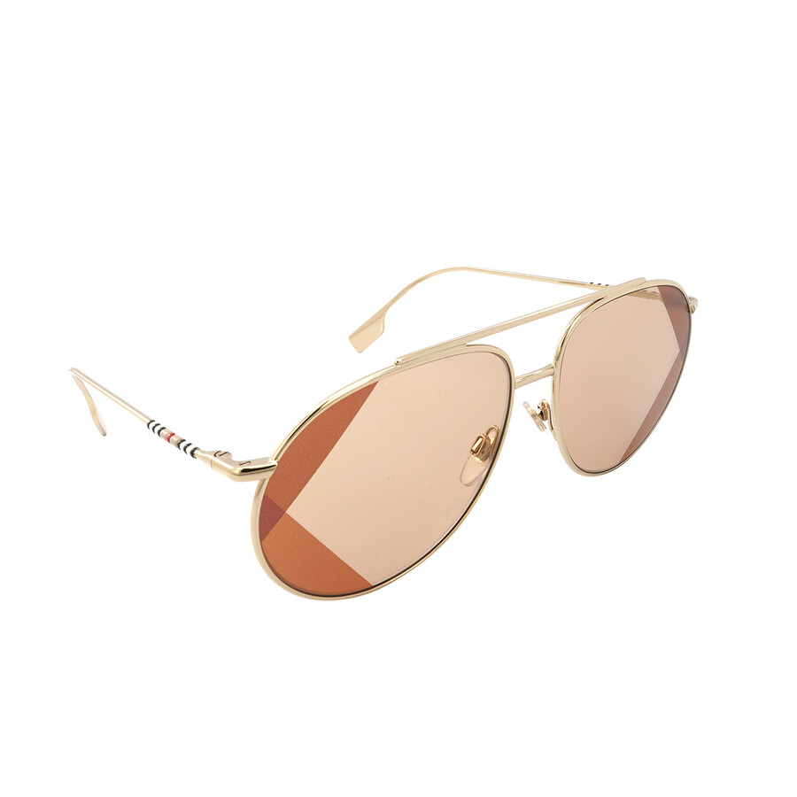 Burberry Alice Light Brown UV Print Beige Aviator Ladies Sunglasses