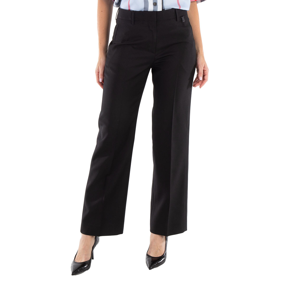 Burberry Black Liza Trousers with TB Embroidery