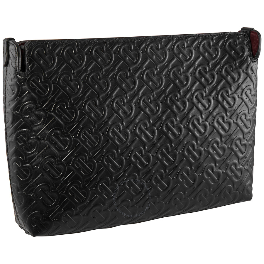 Burberry Black Medium Monogramembossed Leather Clutch 8010320