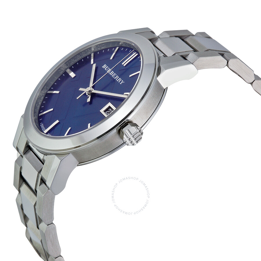 Burberry Blue Check Stamped Dial Stainless Steel Men's Watch BU9031  822138040204 - Watches - Jomashop