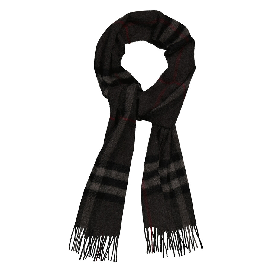 Burberry Charcoal Giant Check Cashmere Scarf 8077880 5045704545643
