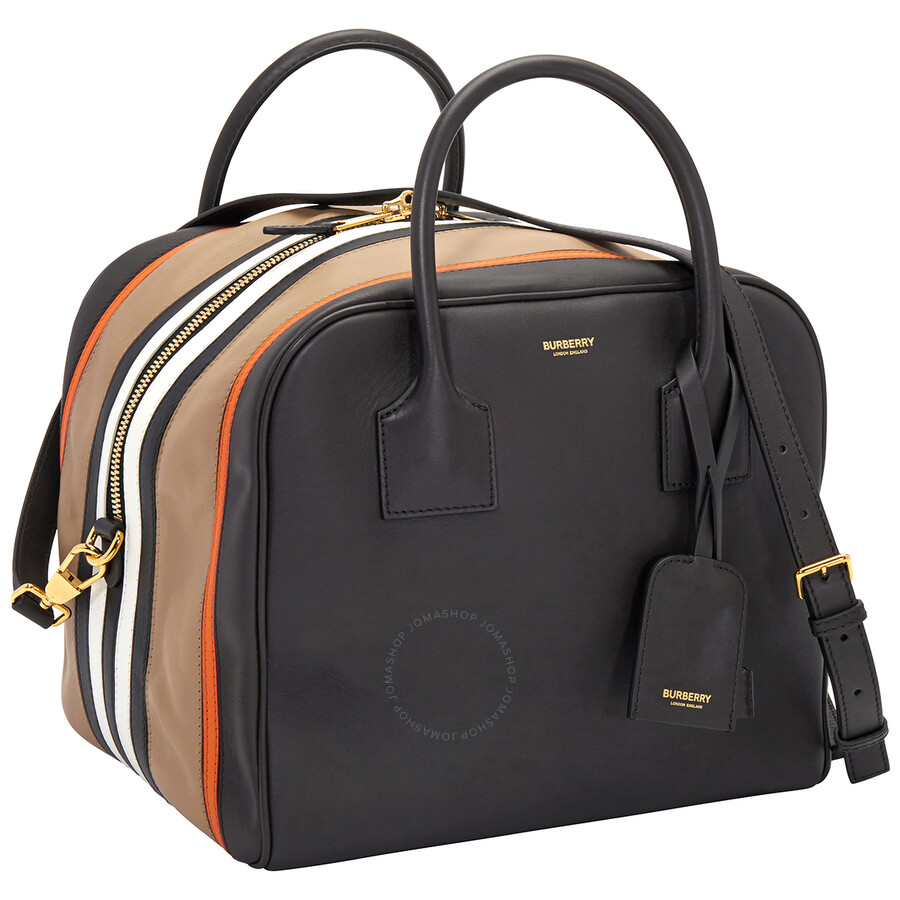 Burberry Coffee/Pumpkin Medium Stripe Intarsia Leather Cube Bag 8012686 5045557481389