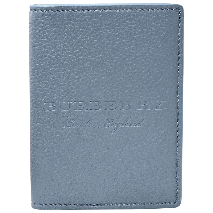 Burberry Dusty Teal Blue Embossed Leather Passport Holder 4063983