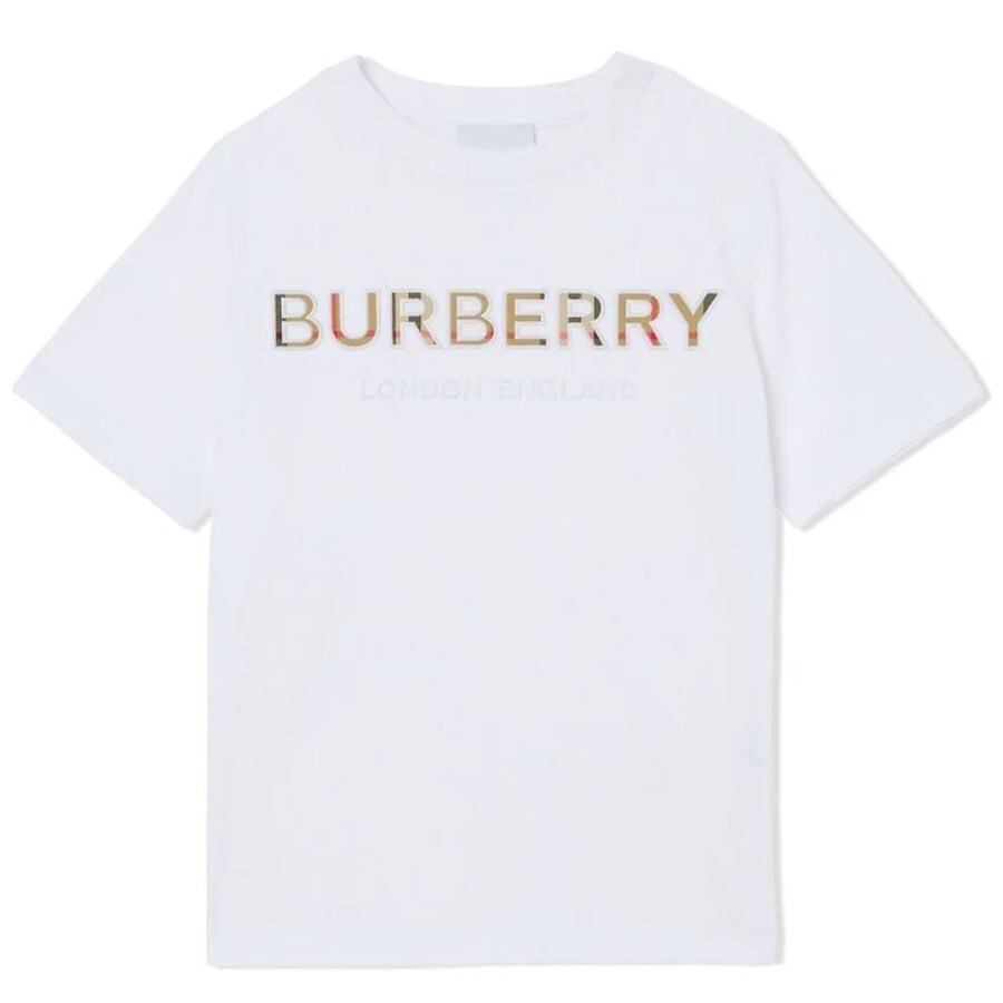 Burberry Girls White Logo Print TShirt, Brand Size 8Y 8050402