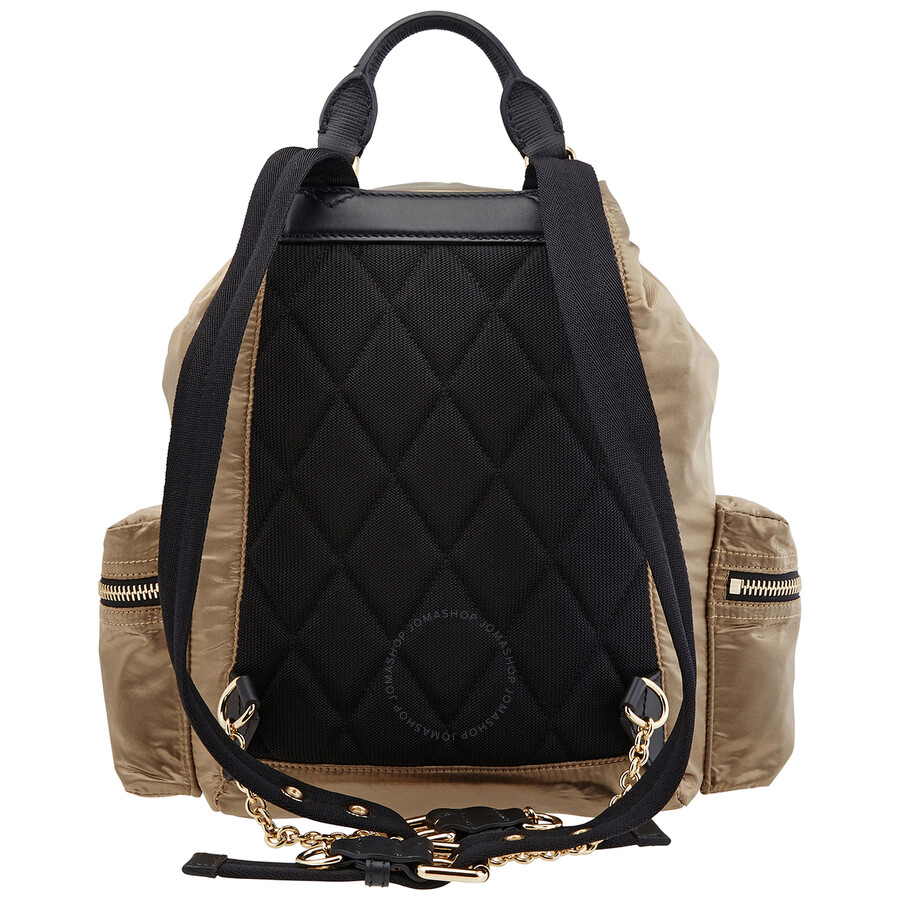 Burberry Gold / Black The Medium Rucksack In Twotone Nylon And Leather