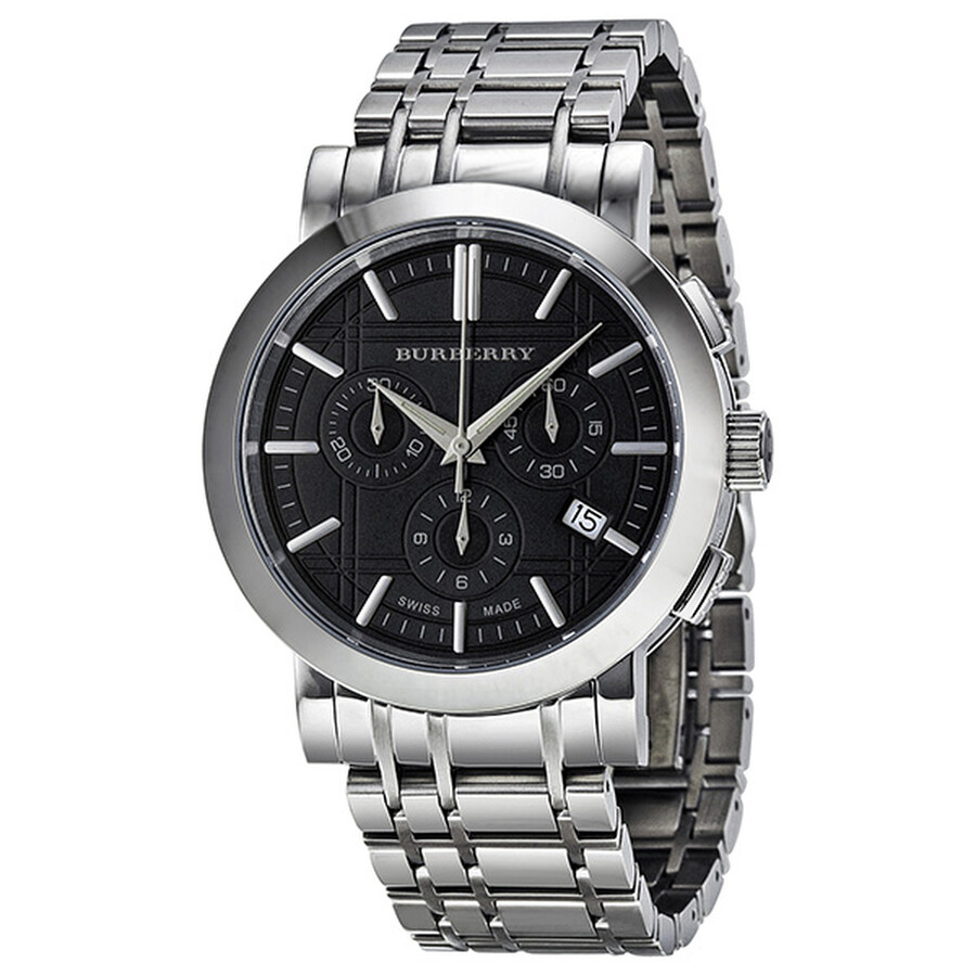 Burberry stainless steel chronograph watch clearance