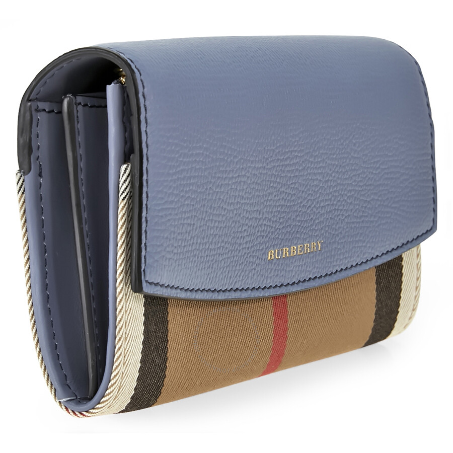 Burberry House Check Sartorial Leather Wallet Slate Blue 4050098 5045498948651 Handbags Jomashop