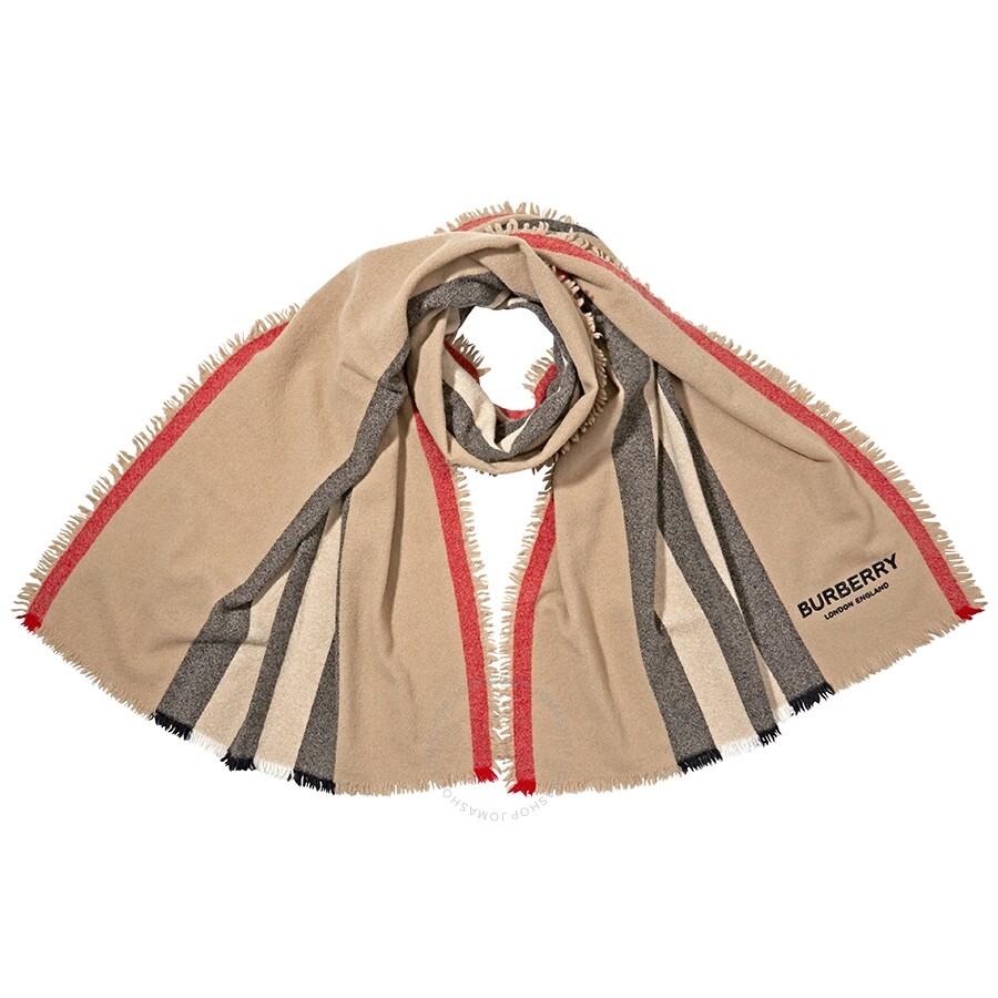 burberry icon stripe wool cashmere scarf