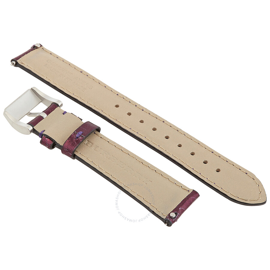 Burberry Ladies 18 mm Metallic Purple Leather Watch Band 3897540