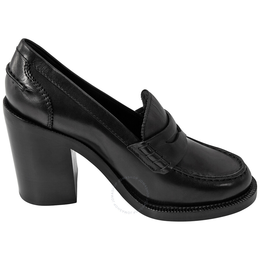 Black penny loafer heels clearance