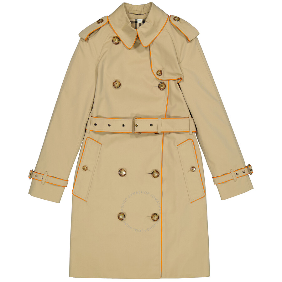 Burberry Ladies Honey Batley Piping Cotton Gabardine Trench Coat 8024934 Apparel Joma Burberry Ladies Honey Batley Piping, Burberry Piped Cotton Gabardine Trench Coat