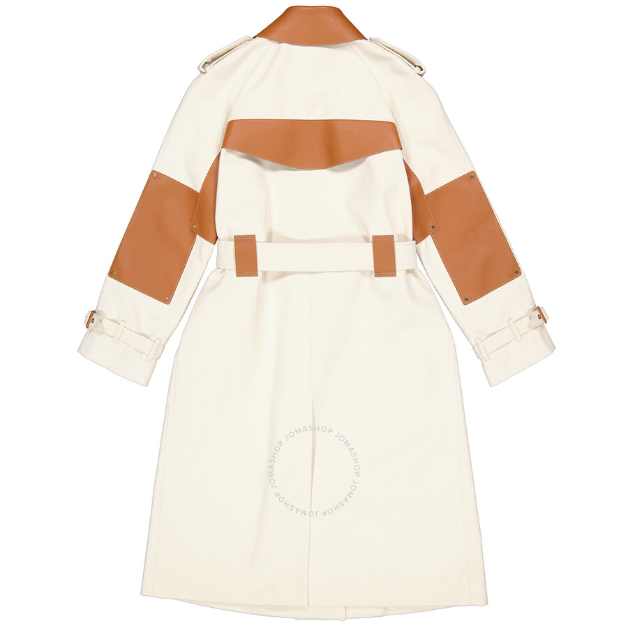 Burberry Ladies Leather Panel Cotton Canvas Trench Coat Brand Size 8 (US 6) Burberry Ladies Leather Panel Cotton Canvas Trench Coat Brand Size 8 (US 6)