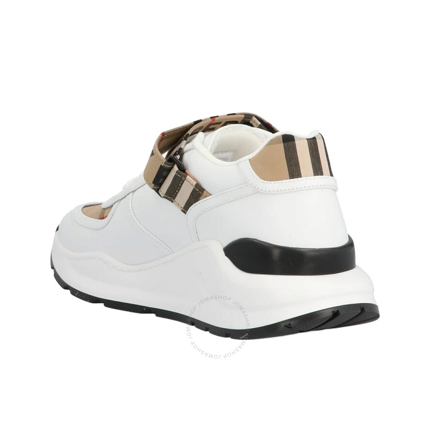 burberry logo print vintage check and leather sneakers