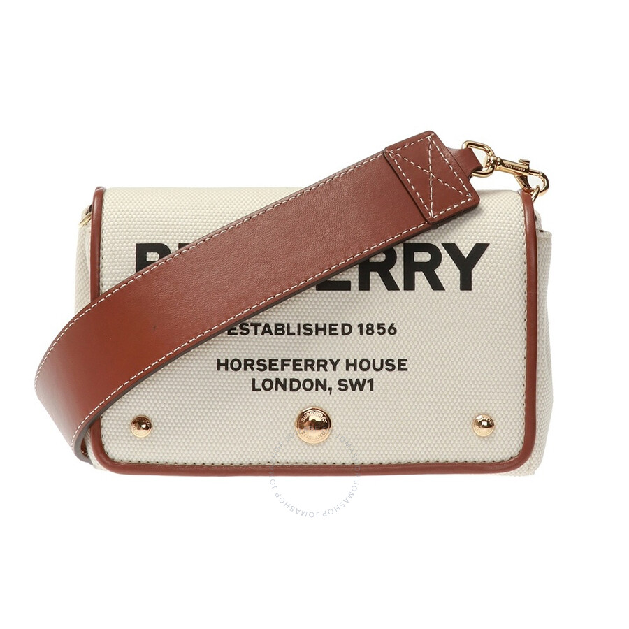 Burberry Ladies Small Horseferry Print Cotton Canvas Crossbody Bag
