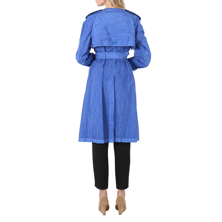 Burberry Ladies Warm Royal Blue Collarless Double Breasted Trench Coat, Brand Size 8 (US Size 6